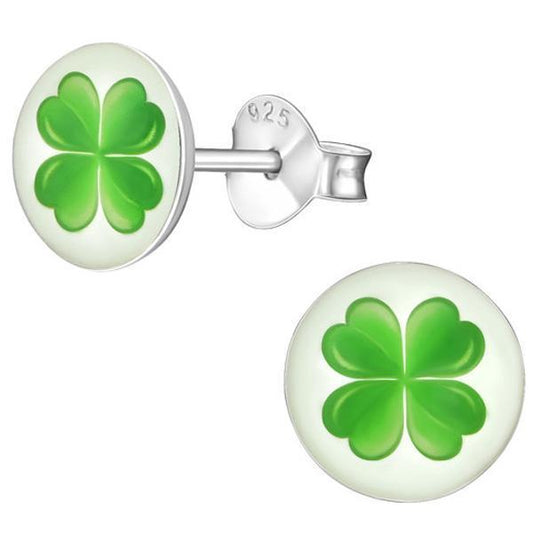 Children Sterling Silver Clover Leaf Earrings