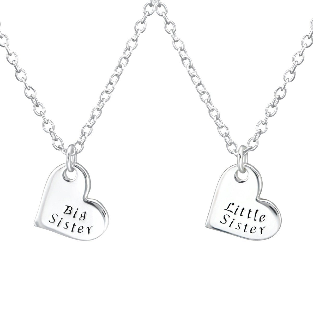 Sterling Silver Big Sister & Little Sister Pendant Set