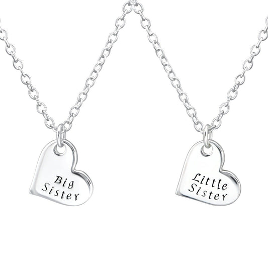 Sterling Silver Big Sister & Little Sister Pendant Set