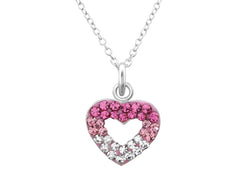 Children's Pink Heart Necklace with Crystals