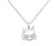 Children's Silver Cat Face Pendant