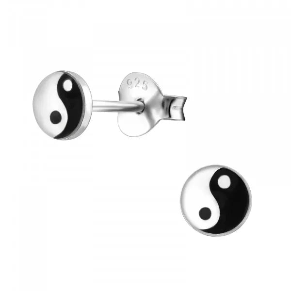 Children's Silver Yin and Yang Stud Earrings