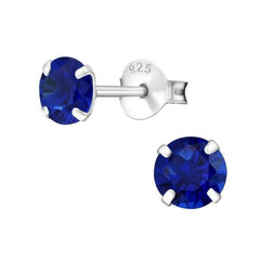 Silver Birthstone Stud Earrings
