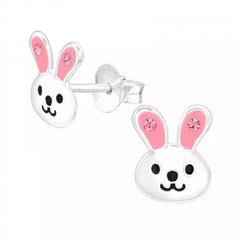 Children's Silver Crystal Rabbit Stud Earrings