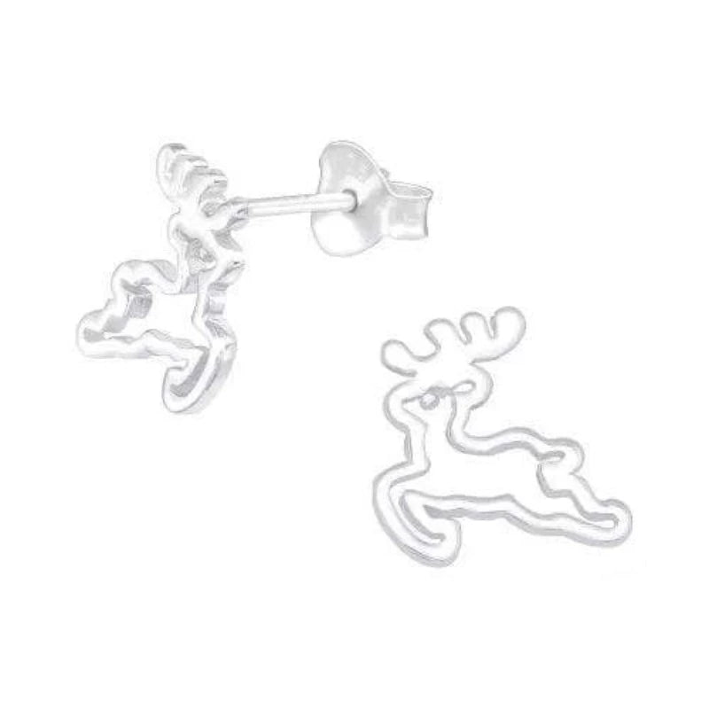 Children's Silver Reindeer Stud Earrings