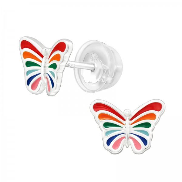 Children's Silver Butterfly Ear Studs