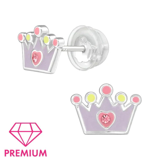 Children's Silver Crown Stud Earrings