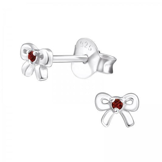 Silver Bow Birthstone Earrings