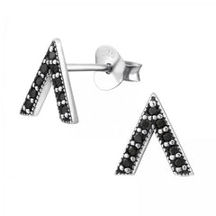 Black Spinel Triangle Stud Earrings