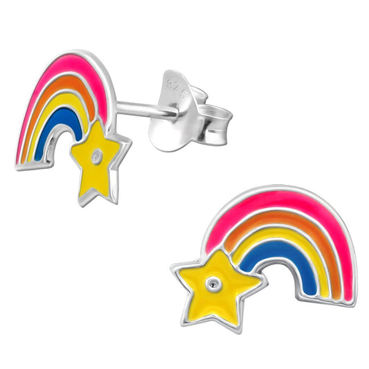 Children's Silver Rainbow Stud Earrings