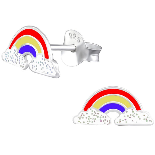 Children's Silver Rainbow Ear Studs