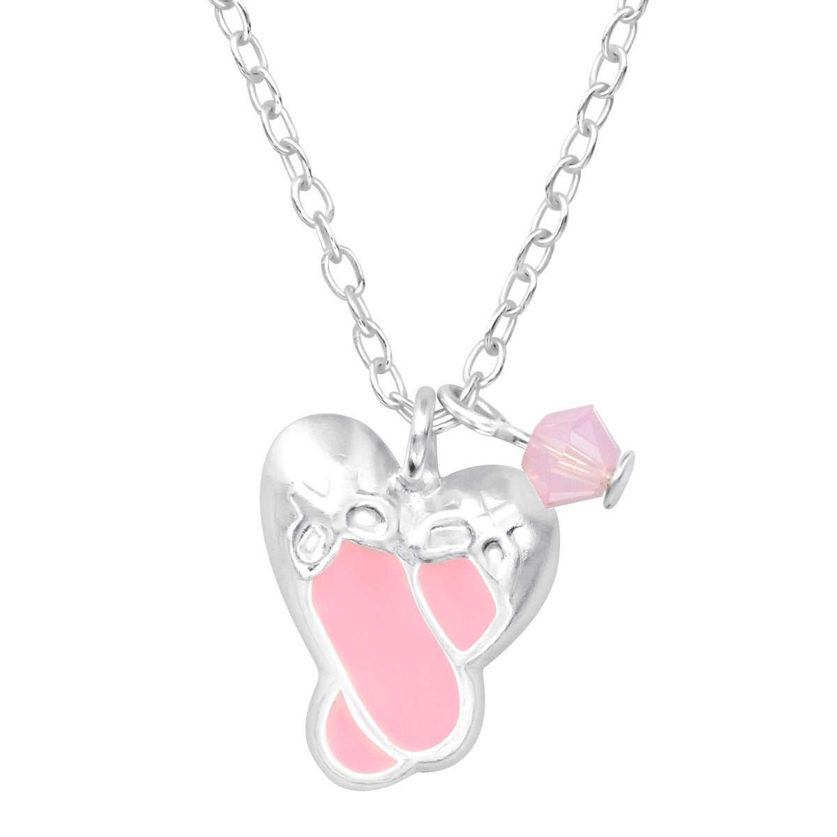 Children's Silver Ballet Shoes Necklace Made with Swarovski Crystal
