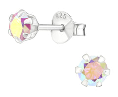 4mm Silver Round Stud Earrings