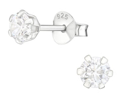 4mm Silver Round Stud Earrings