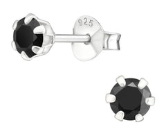 4mm Silver Round Stud Earrings