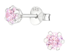 4mm Silver Round Stud Earrings