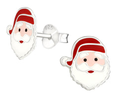Children's Silver Santa Claus Ear Studs