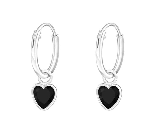 Silver Hanging Heart  Hoop Earrings for Girls
