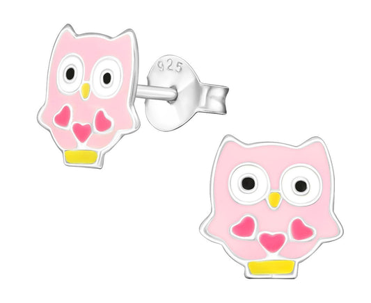 Children's Sterling Silver Owl Ear Studs