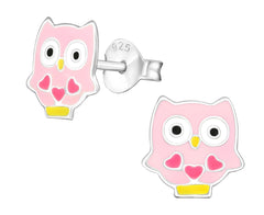 Children's Sterling Silver Owl Ear Studs