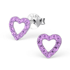Children's Sterling Silver Violet Heart Ear Studs