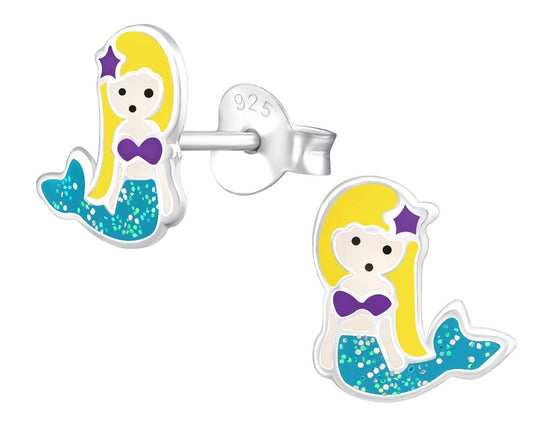 Children's Sterling Silver Mermaid Ear Studs
