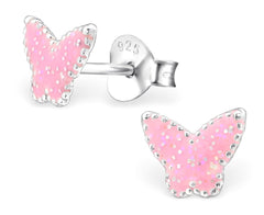 Kids Silver Butterfly Ear Studs