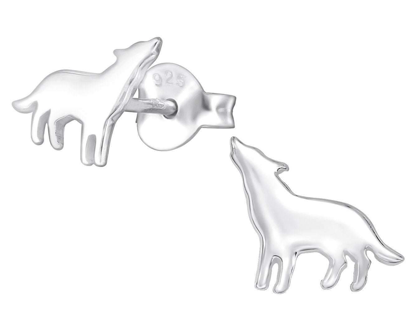 Children's Silver Wolf Ear Studs
