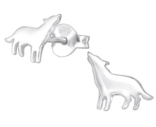 Children's Silver Wolf Ear Studs