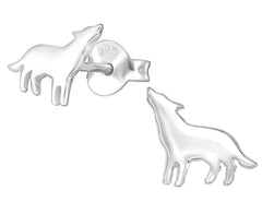 Children's Silver Wolf Ear Studs