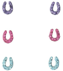 Children's Silver Horseshoe Crystal Earring Set