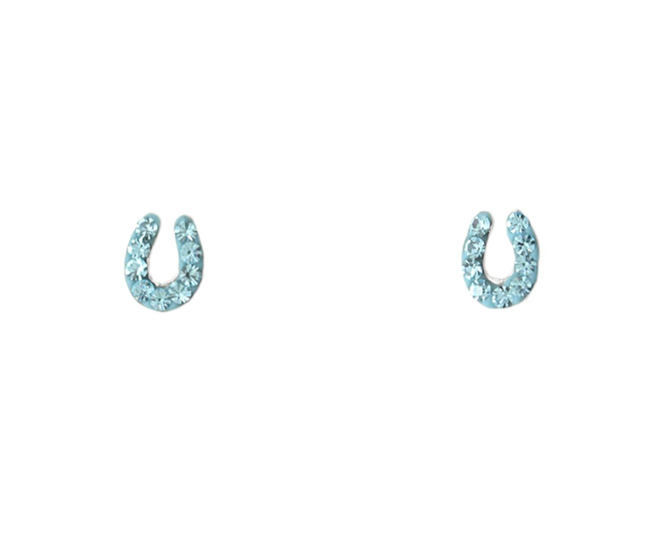 Children's Silver Horseshoe Crystal Earring Set