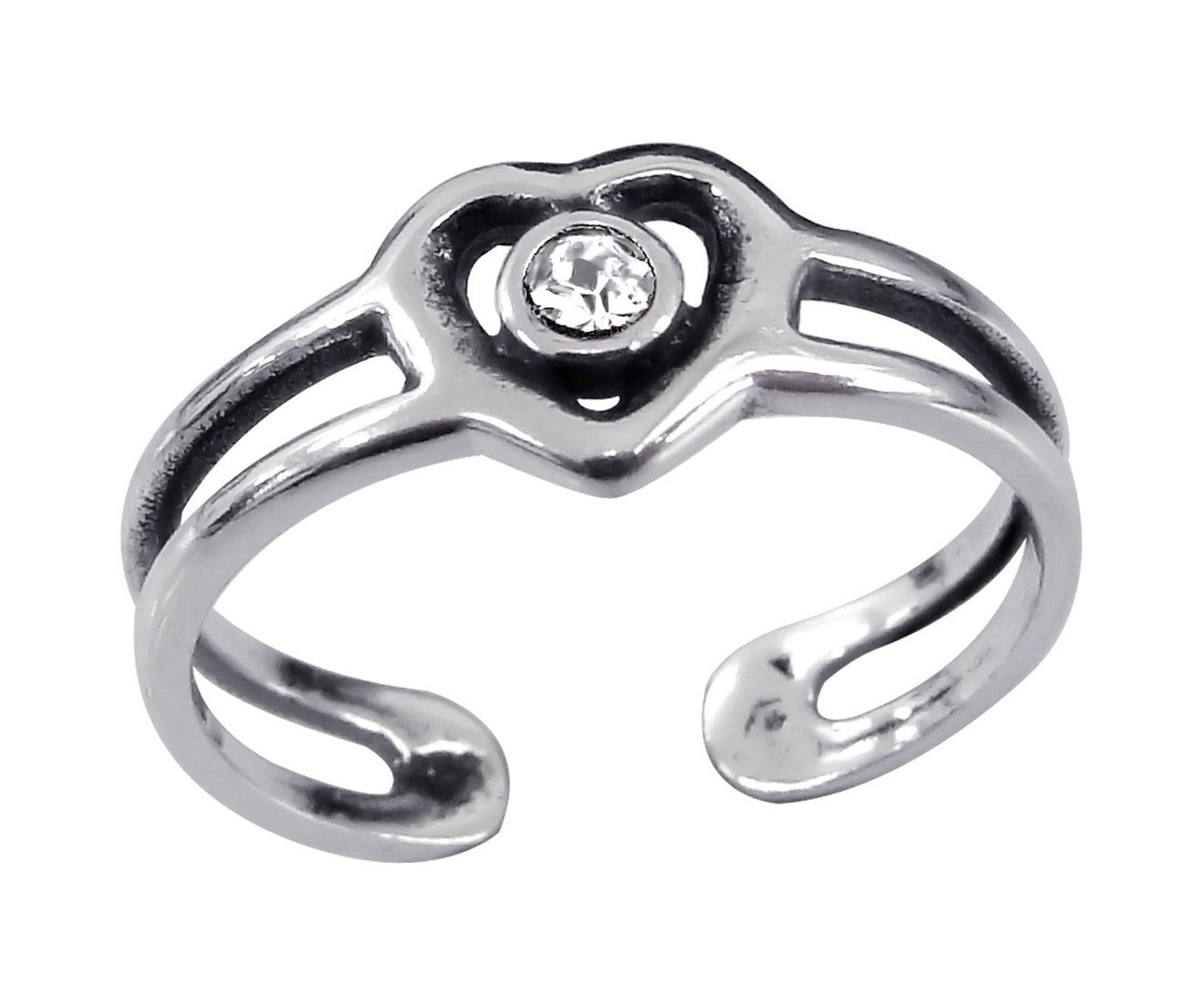Sterling Silver Crystal Heart Toe Ring
