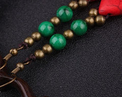 Ethnic Brass and Bead Drop Earrings