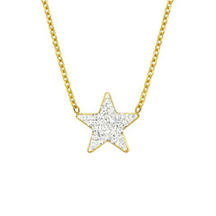 Gold  Steel Crystal Star Necklace