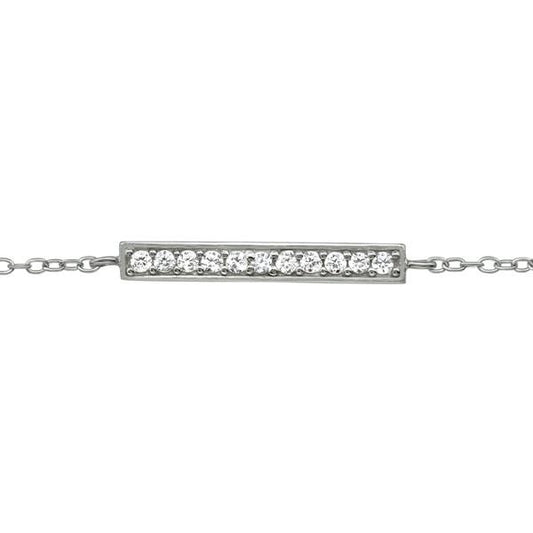 Beautiful Silver Princess Bar Bracelet with Sparkling Cubic Zirconia