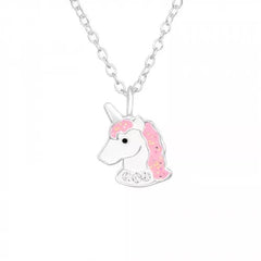 Children's Silver Crystal Unicorn Necklace