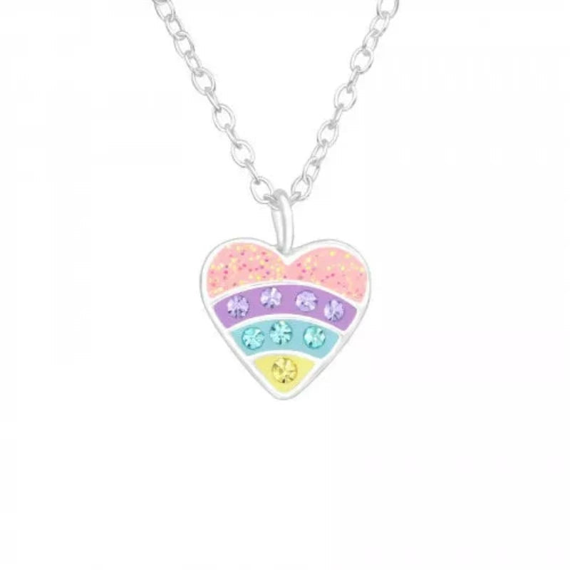 Children's Silver Crystal Heart Necklace