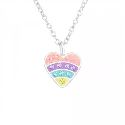 Children's Silver Crystal Heart Necklace