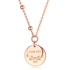Stainless Steel Rose Gold I Love You Necklace