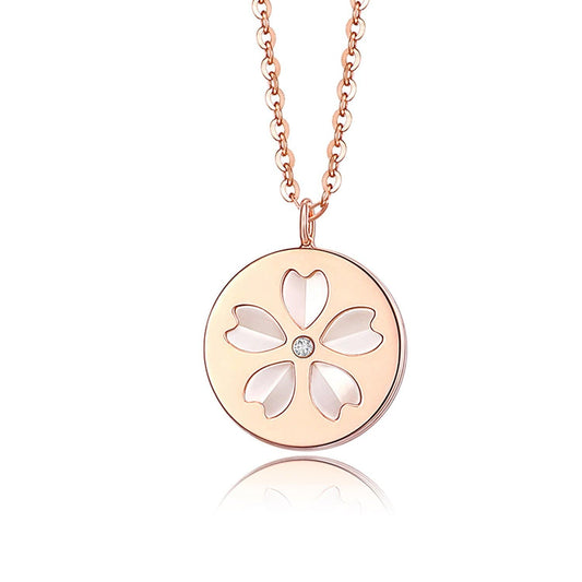 Rose Gold Oyster Coin Necklace