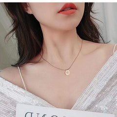 Rose Gold Oyster Coin Necklace