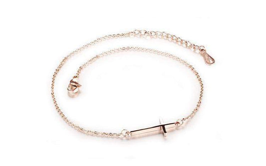 Stainless Steel Rose Gold Cross Anklet