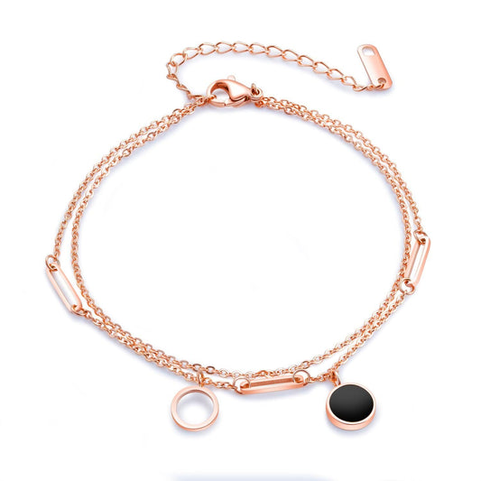 Stainless Steel Rose Gold Double Anklet