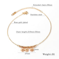 Stainless Steel Rose Gold Flowers Anklet