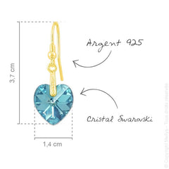 24k Gold Aquamarine Heart Earrings