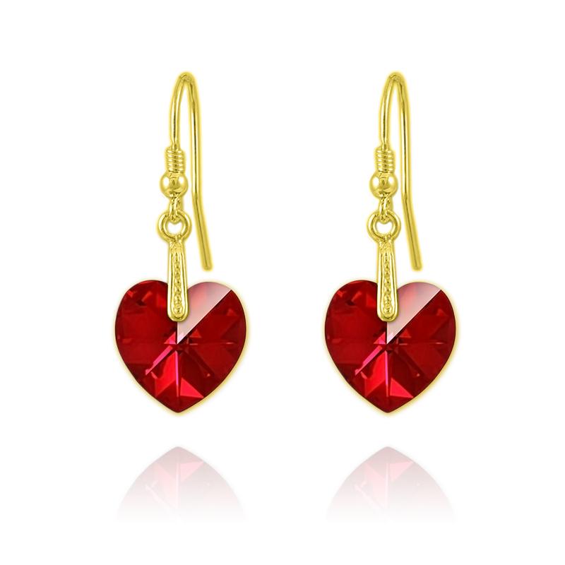 24K Gold Heart Siam Earrings