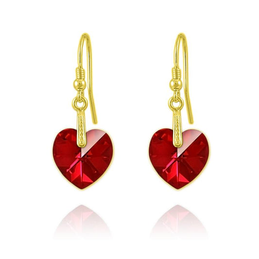 24K Gold Heart Siam Earrings