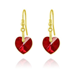 24K Gold Heart Siam Earrings