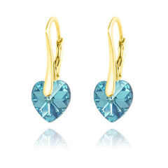 24K Gold Heart Earrings Aquamarine